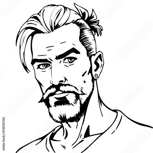 Human Face – senior, trans man, ponytail, septum ring #923