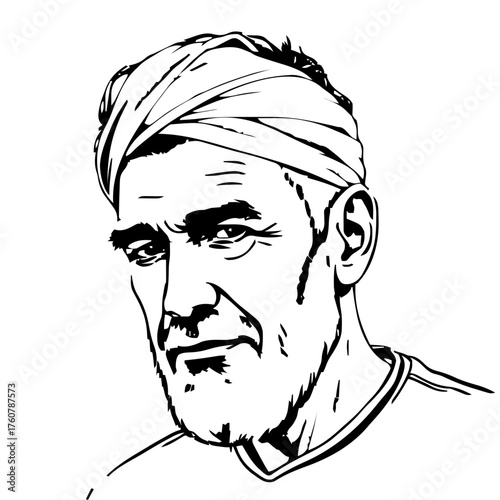 Human Face – senior, man, undercut, headband #931