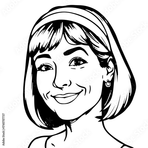 Human Face – middle‑aged, genderfluid person, bob haircut, headband #971
