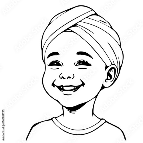 Human Face – kid, agender person, bald, turban #959