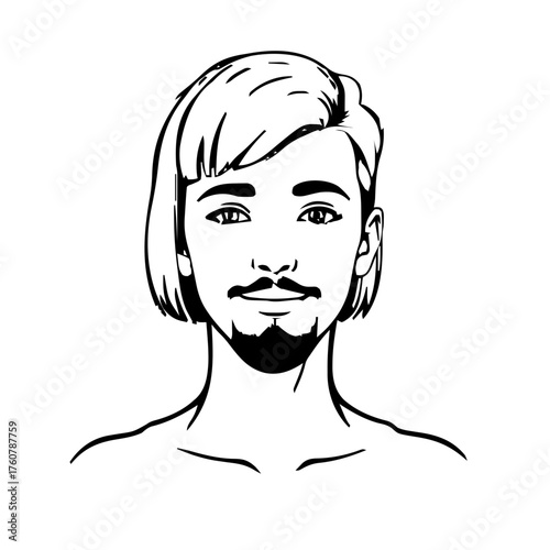 Human Face – young adult, non‑binary person, bob haircut, beauty mark #961