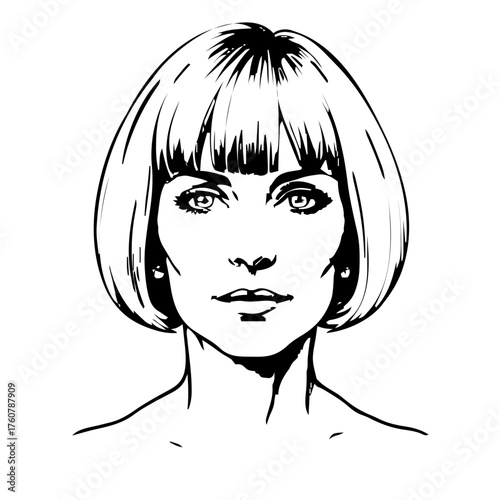 Human Face – middle‑aged, androgynous person, bob haircut #69