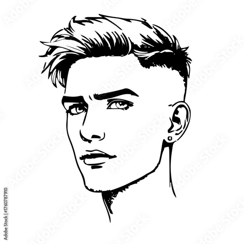 Human Face – adult, genderqueer person, short crop, septum ring #55