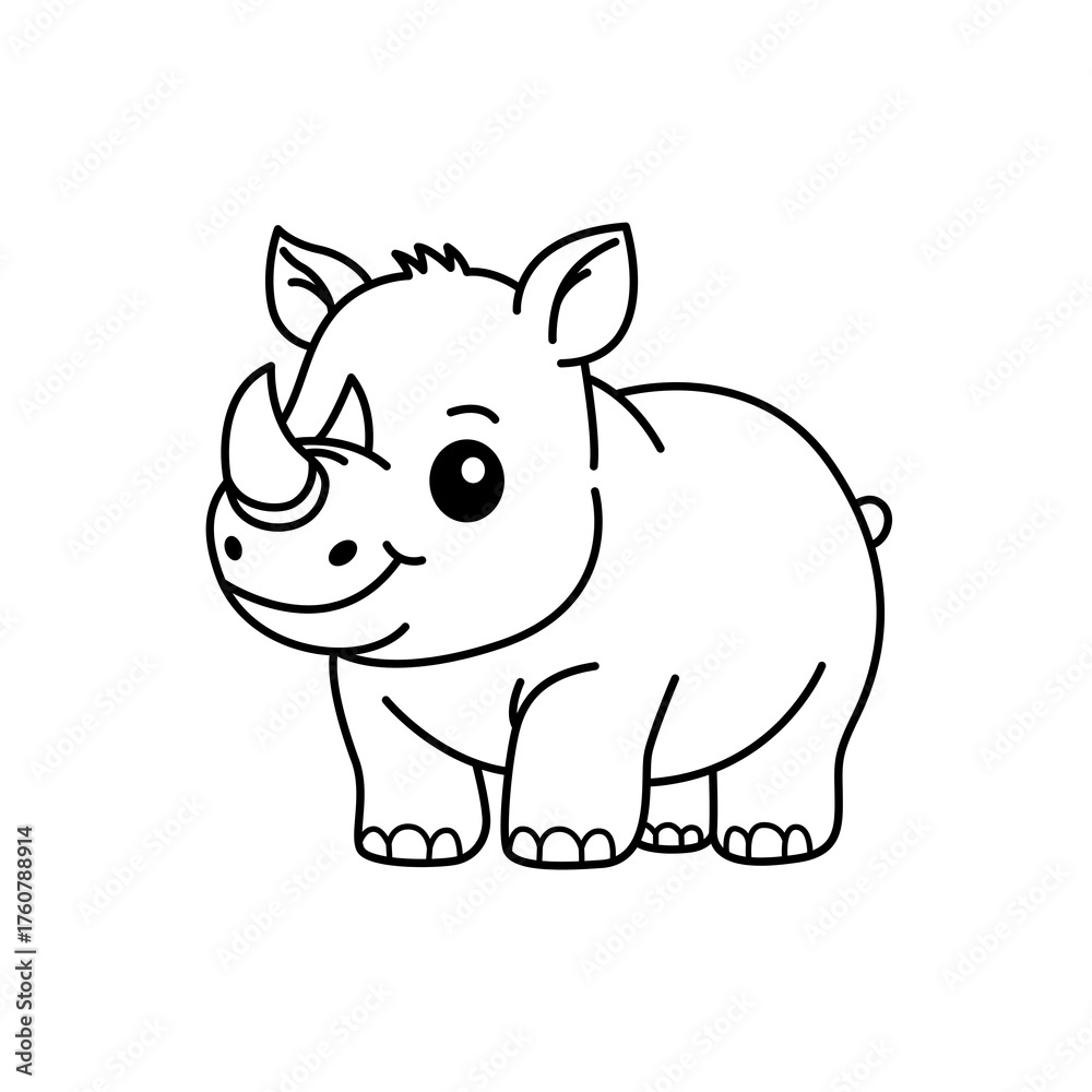 Fototapeta premium animal, cartoon, illustration, vector, rhino, mammal, wild, hippo, wildlife, pig, art, safari, zoo, rhinoceros, nature, elephant, hippopotamus, baby, happy, fun, drawing, cute, clipart, character, ani