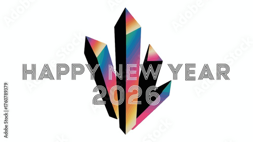 Vibrant abstract crystal formation with happy new year text and the year 2016 in a modern celebratory design