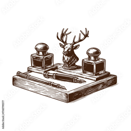 Vintage Desk Stationery & Decor Illustration