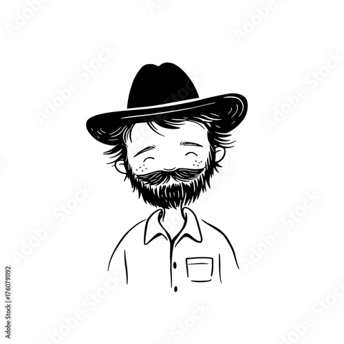 Farmer. Farmer simple black and white line art vector logo
