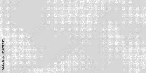 Flowing dots particles wave pattern halftone gradient curve shape isolated on white background