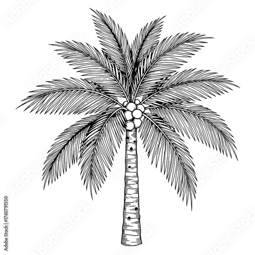 Detailed Coconut Palm Tree Illustration