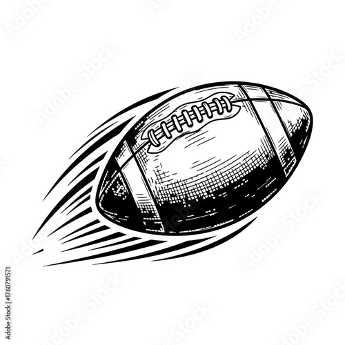 Flying Football with Motion Lines Illustration 