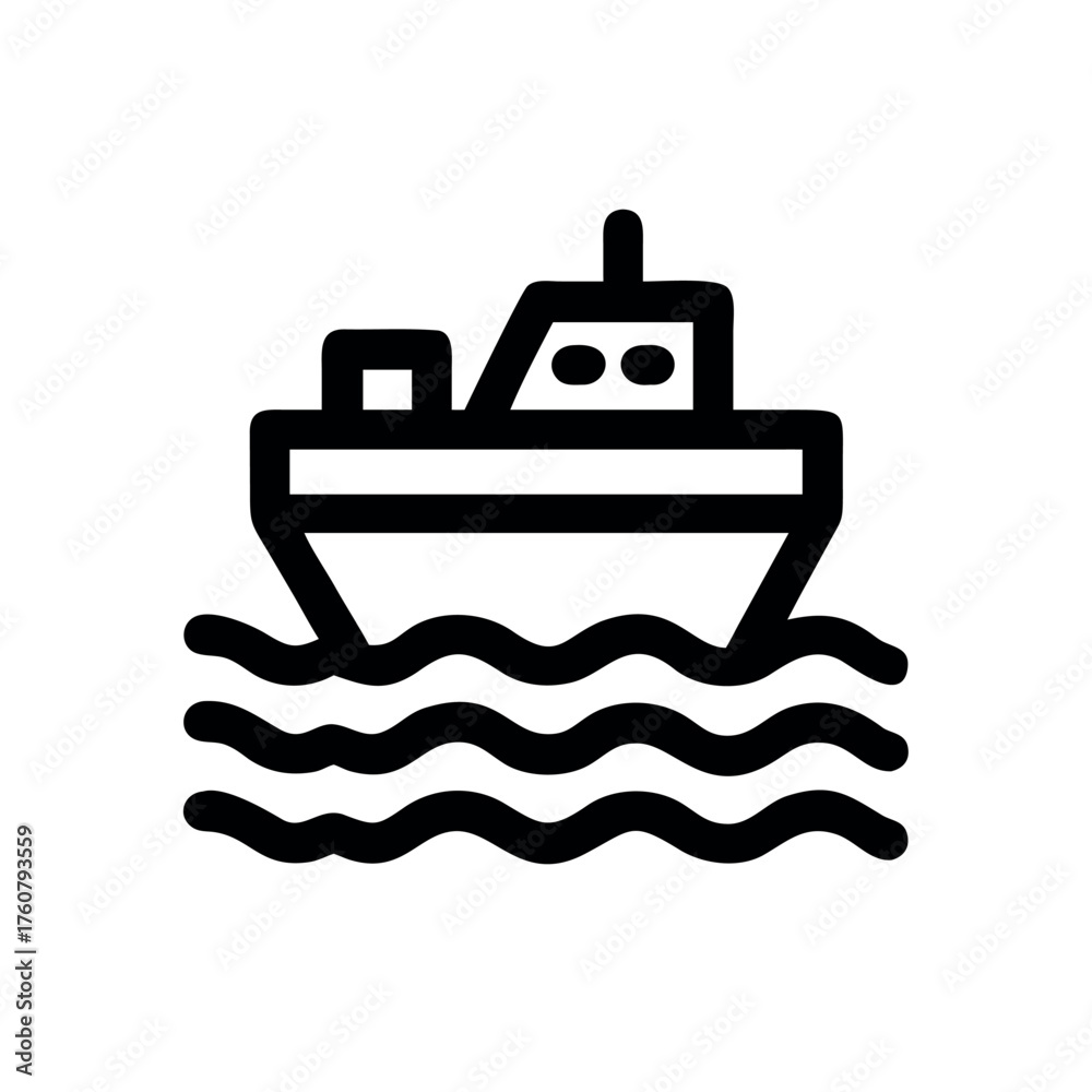 Obraz premium Stylish ship gliding across colorful neon sea currents Line Art Vector illustration