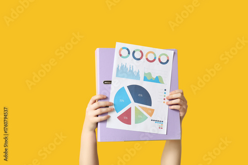 Female hands with financial...