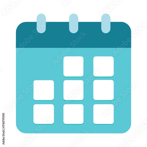 Calendar Vector Icon, Flat Blue Planner Date Symbol, Isolated on White Background