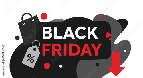 Dynamic Black Friday sale banner illustration for promotions and deals