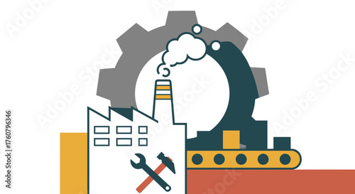 Industry concept graphic factory gear construction engineering and tools