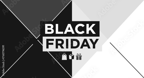 Black Friday sale banner Modern geometric design for retail promotions discounts and commercial advertising