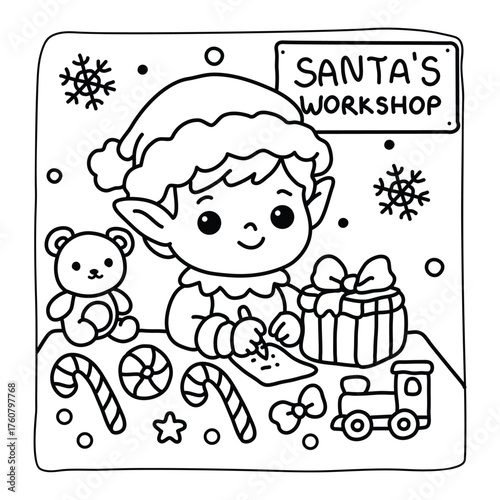 Bold and Easy Cute Christmas Coloring Pages-12