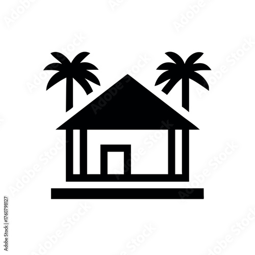 Traditional home with a large front porch design Line Art Vector illustration