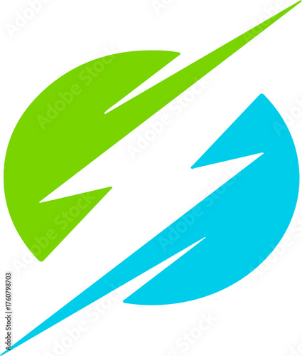 Free Download Abstract lightning bolt vector icon green and blue energy symbol isolated on white background - GFXLoad
