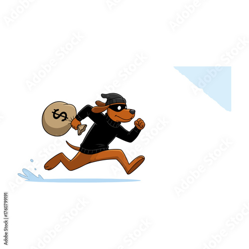 Dog robber running with money bag