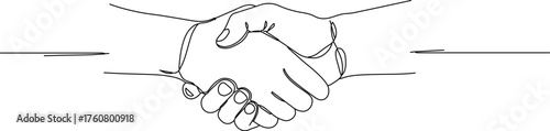 Continuous line drawing of a handshake symbol of agreement vector illustration for business concept