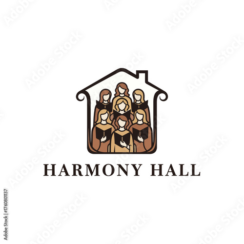 Harmony Hall Choir Home Vintage Vector Logo