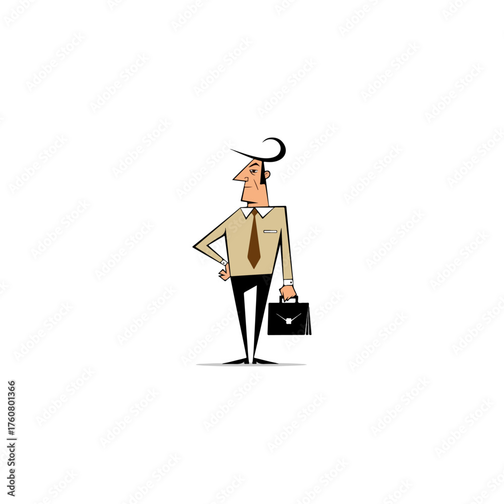 Fototapeta premium Businessman holding a briefcase with a hand on the hip