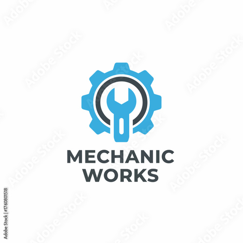 Wrench and Gear Mechanic Vector Logo