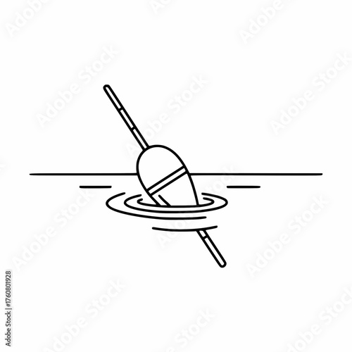 Fishing float bobbing on water illustration in a minimalist style