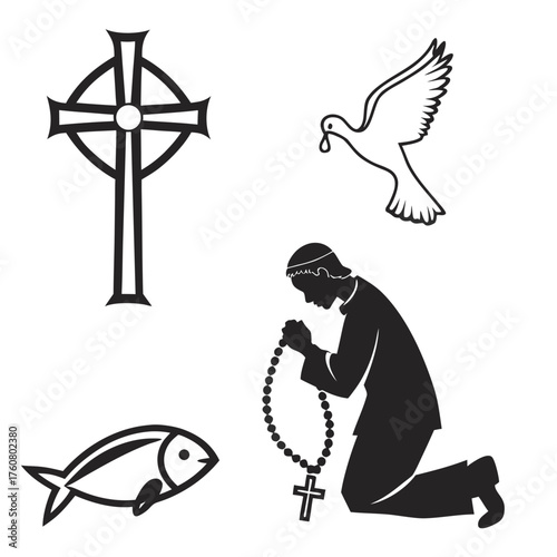 Collection of christian symbols and religious iconography