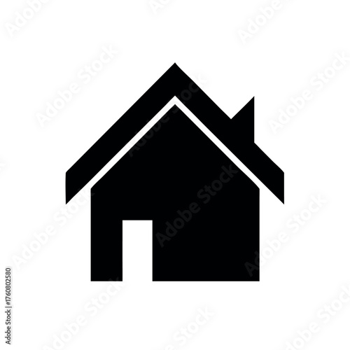 Simple house silhouette with steep triangular roof design Line Art Vector illustration