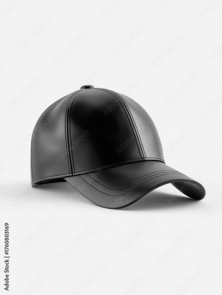 Obraz premium sleek black baseball cap with a smooth shiny finish