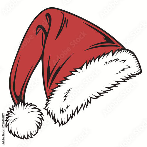 Santa's Festive Hat: A classic illustration of Santa's iconic red hat with a soft, white trim and pom-pom, embodying the joy of the holiday season.