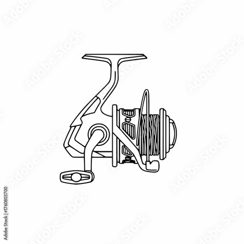 Fishing reel designed for spinning rod illustration in a minimalist style