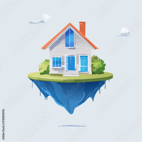 Surreales schwebendes Haus