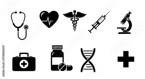 Collection of fashion and beauty icons for editorial use