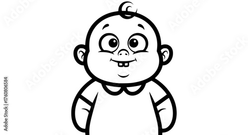 A Cute Cartoon Baby With a Big Smile and Goofy Grin