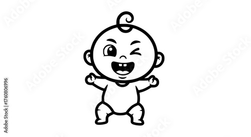 Cute Baby Winking with Happy Expression Illustration