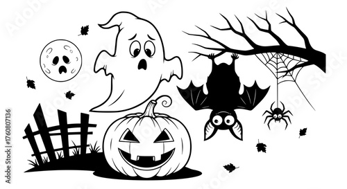 Spooky Halloween Night Elements for Decoration and Fun