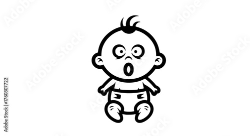 Shocked Baby Face Cartoon Illustration Open Mouth Wide Eyes Surprise