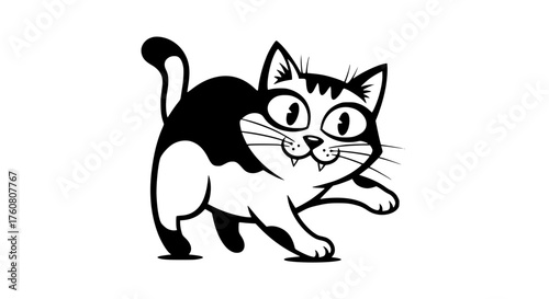 Playful Cartoon Cat Ready to Pounce