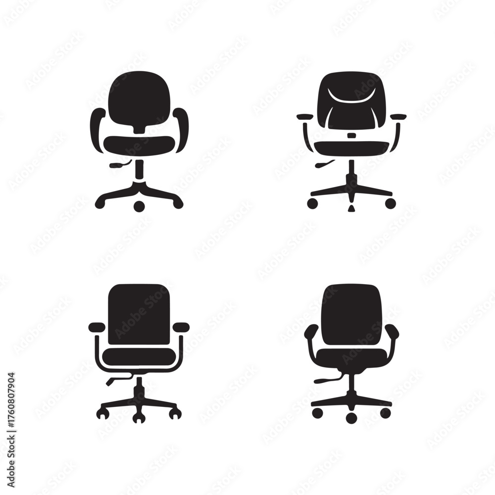 Fototapeta premium Task Chair Solid Icon for Office Seating