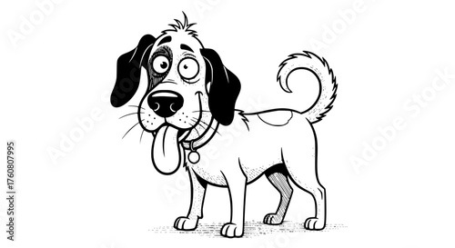 Funny Cartoon Dog With Tongue Hanging Out