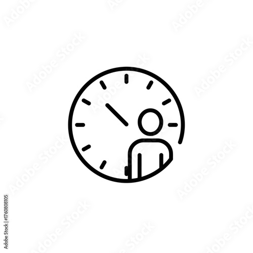 Clock Icon With Human Silhouette Symbolizing Time Management.