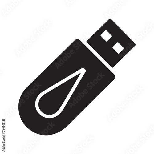 USB Flash Drive Solid Icon Representing Portable Device
