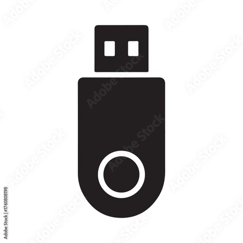 USB Flash Drive Solid Icon for File Storage