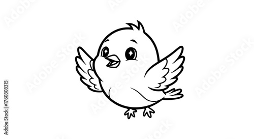 Cute Little Bird Spreading Its Wings Joyfully