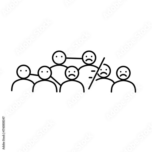 Social exclusion and isolation in a group of people.