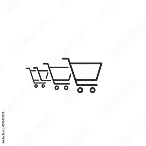 Three simple shopping cart icons in a row.