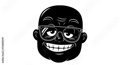Stylized Black Face With Glasses Illustration